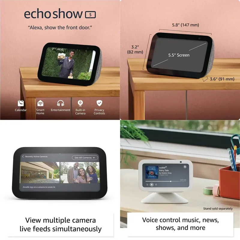 Smart Home Video - Echo Show 5 スマートスピーカー（画面付き）、Alexa音声アシスタント、スマートホームコントロール、ビデオ通話、内蔵カメラ＆プライバシー機能搭載
