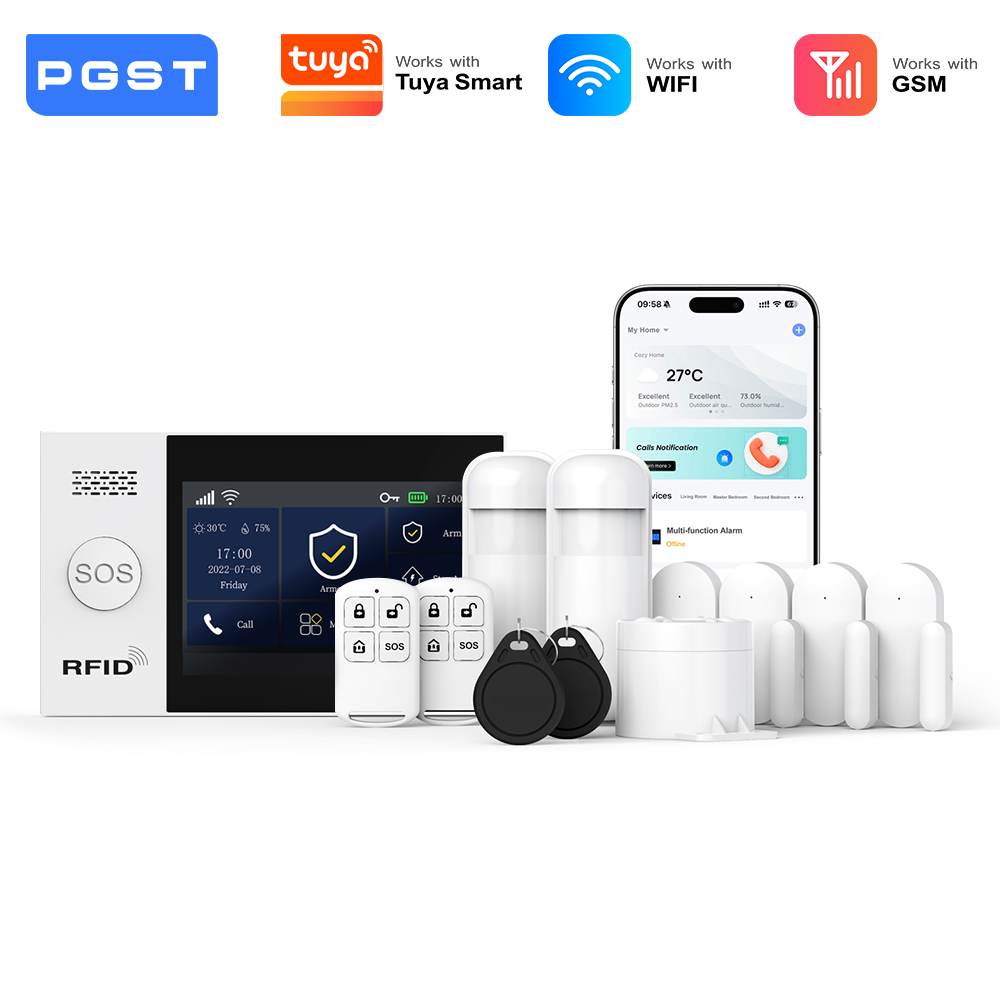 Smart Home Wiser - PGST 2G WiFiアラームシステムキット セキュリティ保護 ホームアラームシステム PIRモーションセンサー