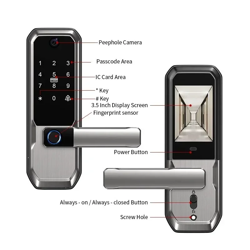Tuya WiFiスマートドアロック、覗き穴カメラ付き、シン - Smart Home Door Lock のレビューと価格
